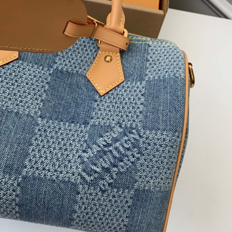 L0*is V*t0n The new SPEEDY 25bandouli ère tannin denim handbag  N40700  Size：25*15*15cm