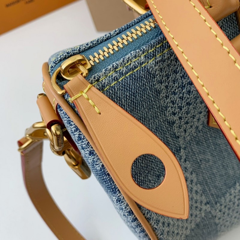 L0*is V*t0n The new SPEEDY 25bandouli ère tannin denim handbag  N40700  Size：25*15*15cm