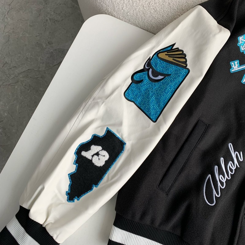 OFF-WHITE xAc Milan FW22 Collaborative Colorblock Baseball Jacket