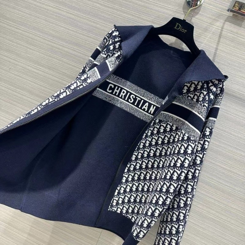 D*0r all-over jacquard reversible wool zip-up hoodie