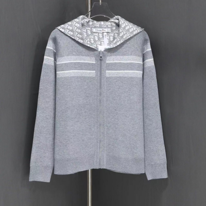 D*0r all-over jacquard reversible wool zip-up hoodie