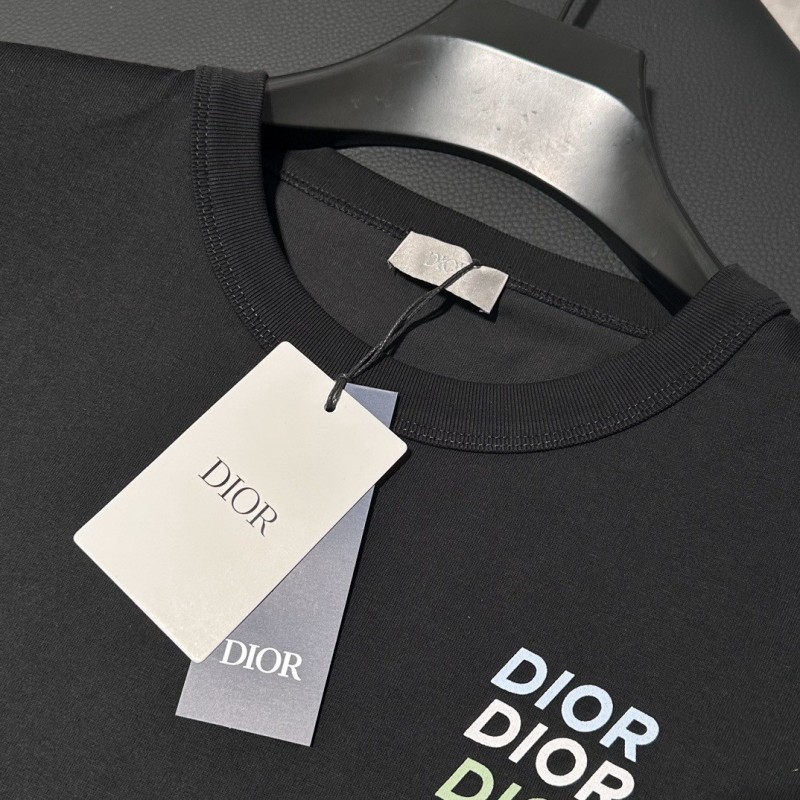 D*0r24ss rainbow letter round neck short sleeve
