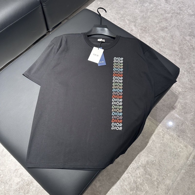 D*0r24ss rainbow letter round neck short sleeve