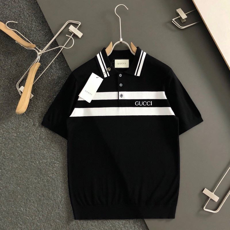 G*u*i 24 fall and winter new black and white stripes t-shirt