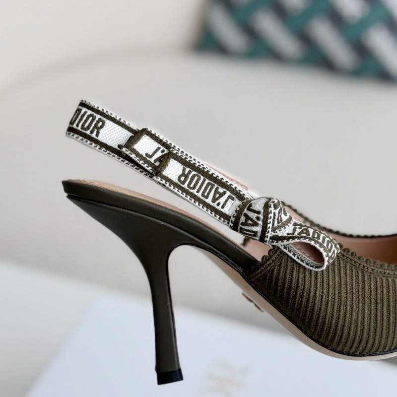 D*0r Pointed toe slingback high heels 6.5cm
