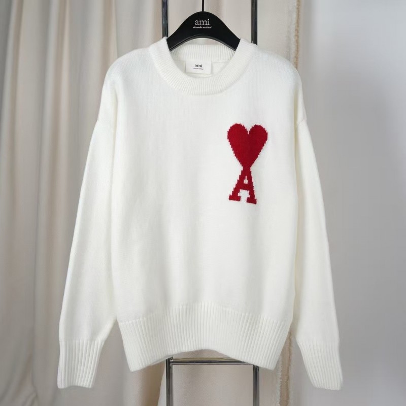 Ami autumn and winter new alpaca wool round neck sweater