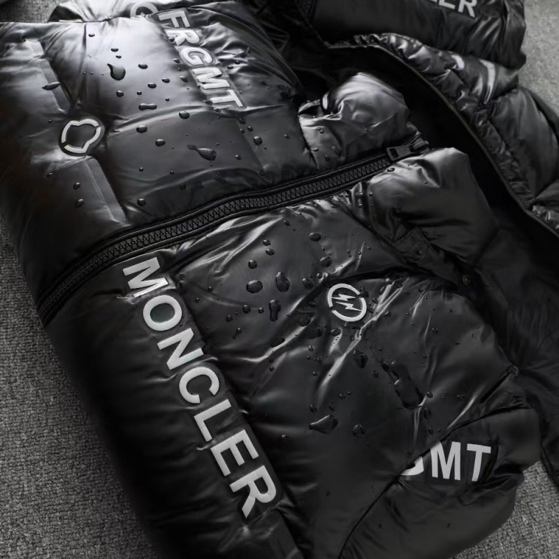 Moncler Fujiwara Hiroshi co-branded full-print letter shiny down jacket