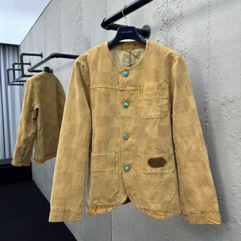 L0*is V*t0n Vintage Checkerboard Denim Jacket