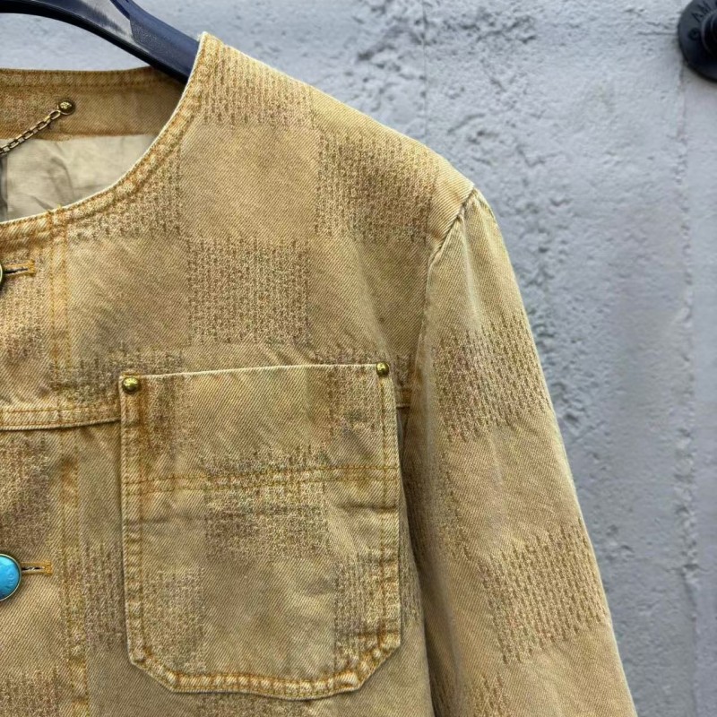 L0*is V*t0n Vintage Checkerboard Denim Jacket