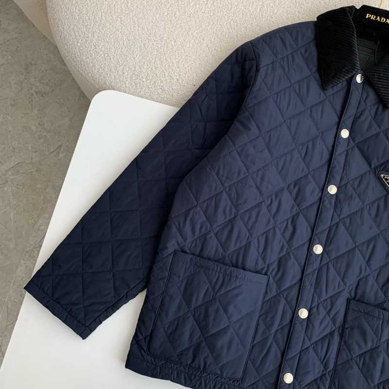Pra*a SS24 Quilted single-breasted casual jacket