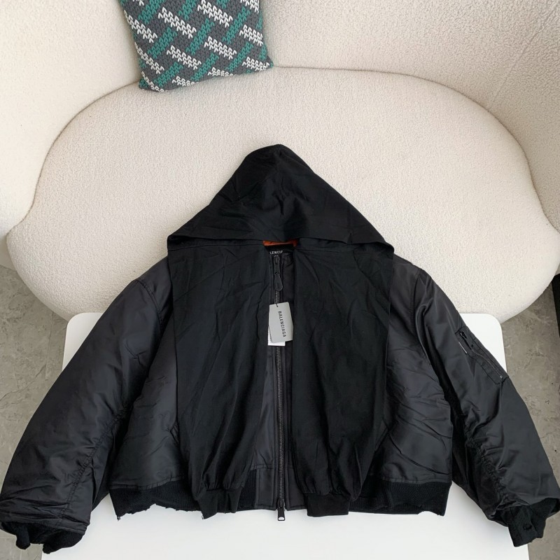 Ba*len*cia*ga Plain color zipper long-sleeve jacket