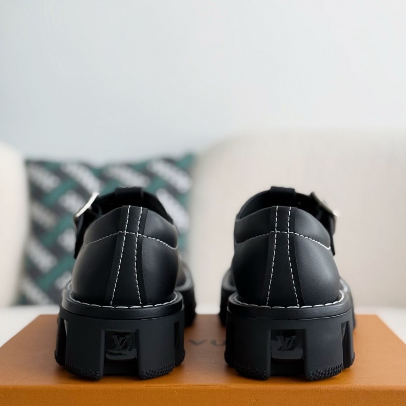 L0*is V*t0n Cow leatherRound head buckle Casual Shoes