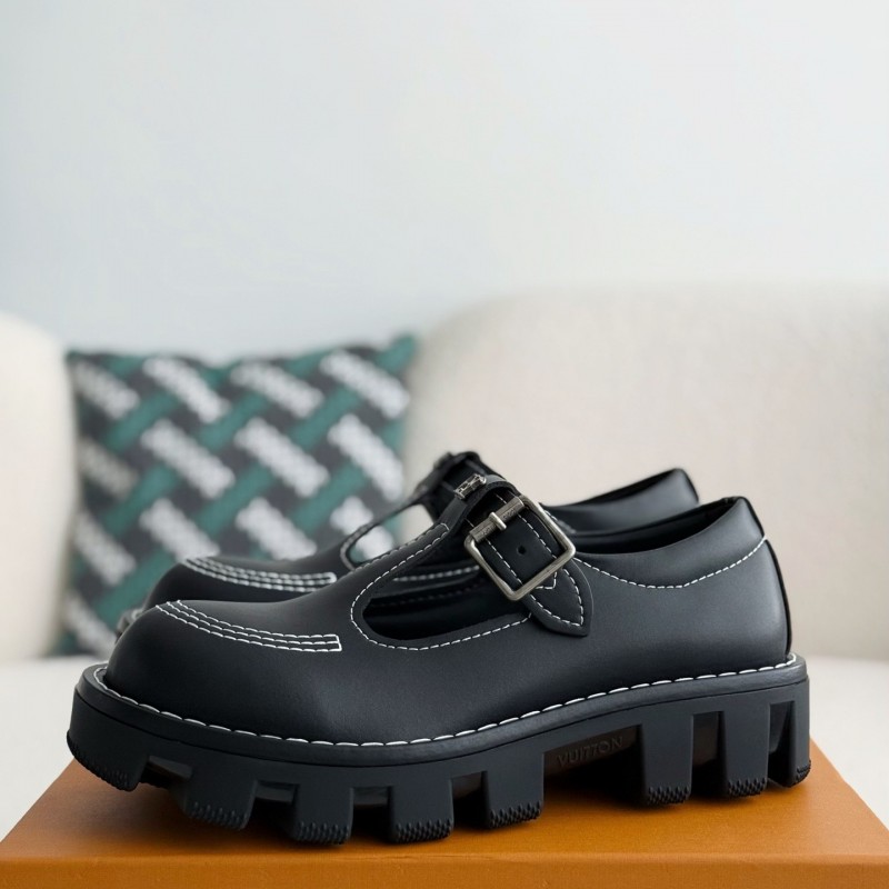 L0*is V*t0n Cow leatherRound head buckle Casual Shoes