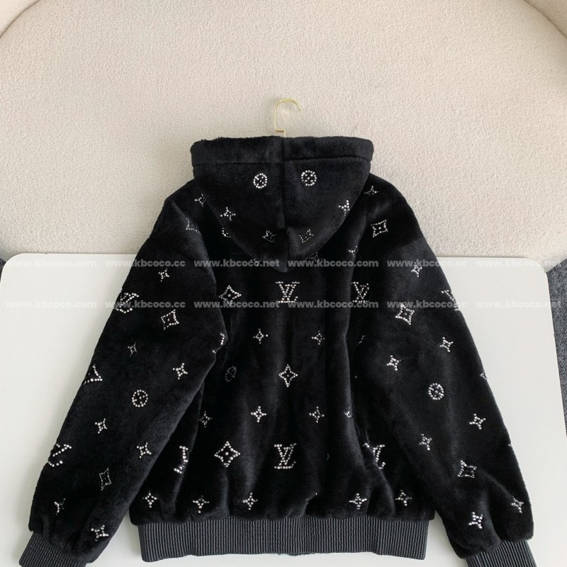 L0*is V*t0n SS25 Logo Embroidered Wool Hooded Zipper Jacket