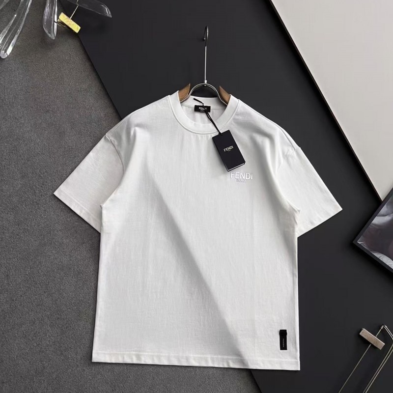 F**di alloy letter logo round neck T-shirt