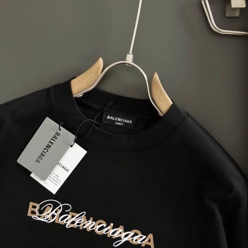 Ba*len*cia*ga Black partition processing print, overlapping elements fusion front and back echo printed