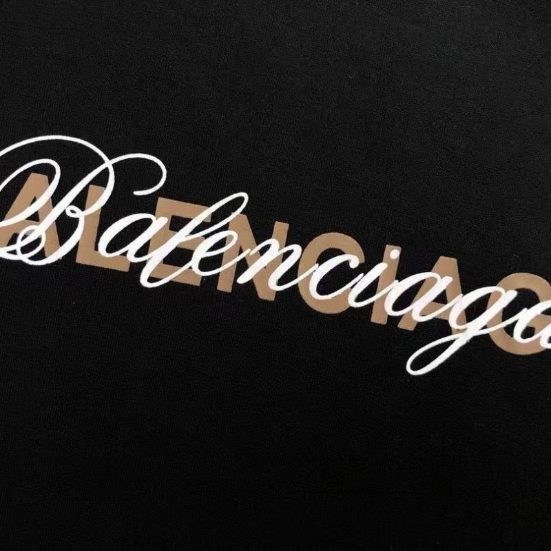Ba*len*cia*ga Black partition processing print, overlapping elements fusion front and back echo printed