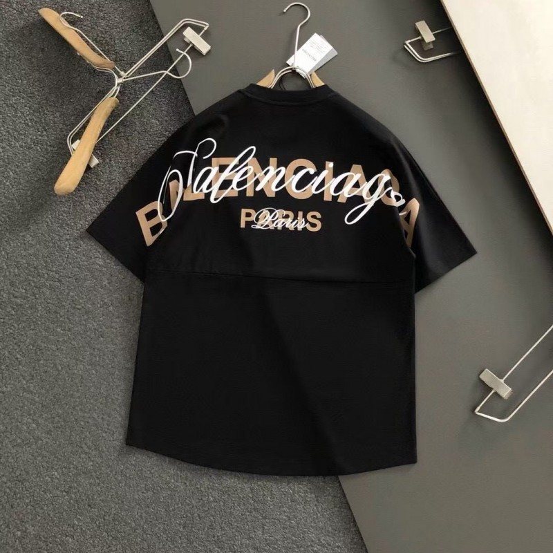 Ba*len*cia*ga Black partition processing print, overlapping elements fusion front and back echo printed