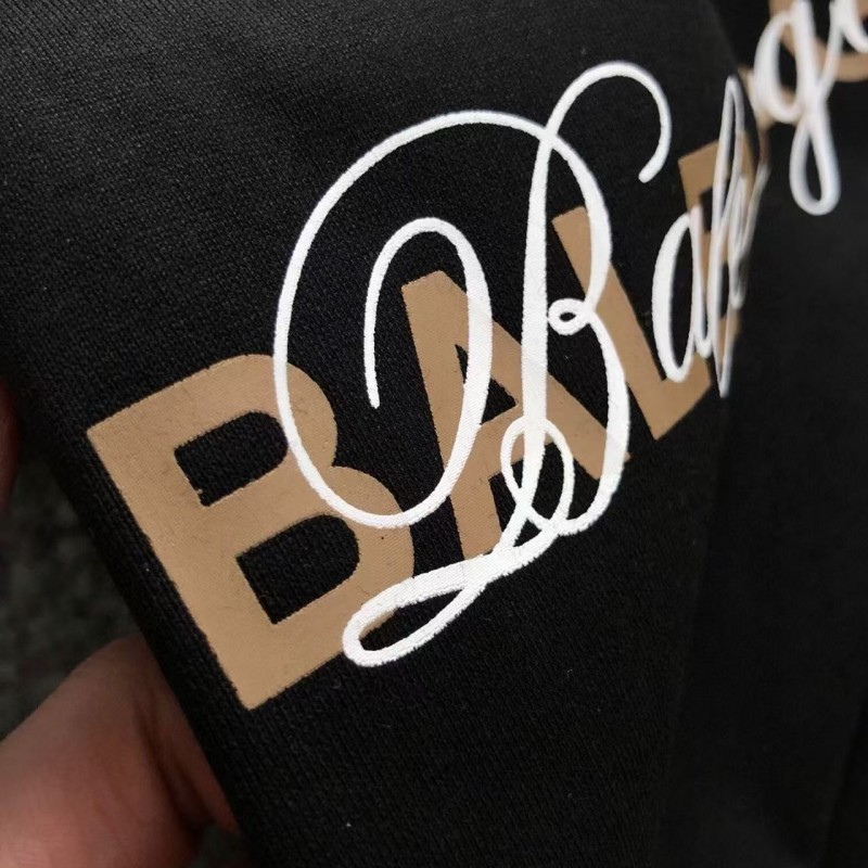 Ba*len*cia*ga Black partition processing print, overlapping elements fusion front and back echo printed