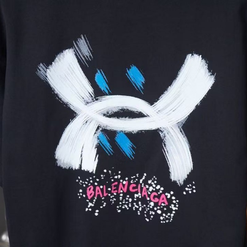 Ba*len*cia*ga SpringSummer New Style Graffiti Hand-painted Letters Logo Printed T-shirt