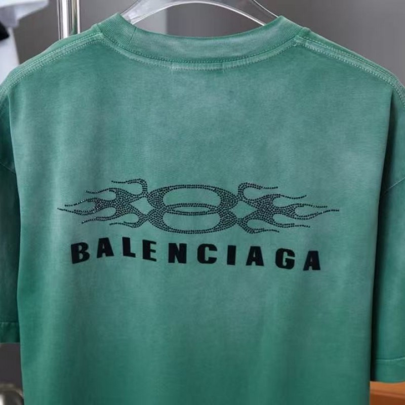 Ba*len*cia*ga SpringSummer New Flame Hot Diamond T-shirt