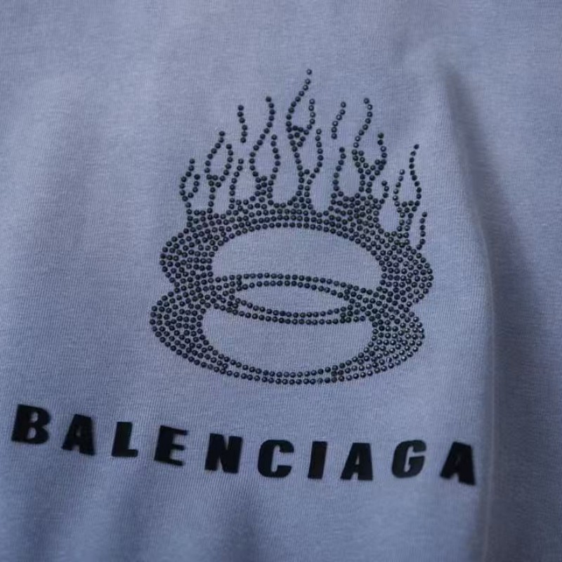 Ba*len*cia*ga SpringSummer New Flame Hot Diamond T-shirt