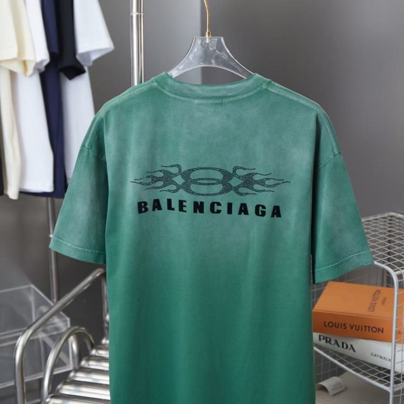 Ba*len*cia*ga SpringSummer New Flame Hot Diamond T-shirt