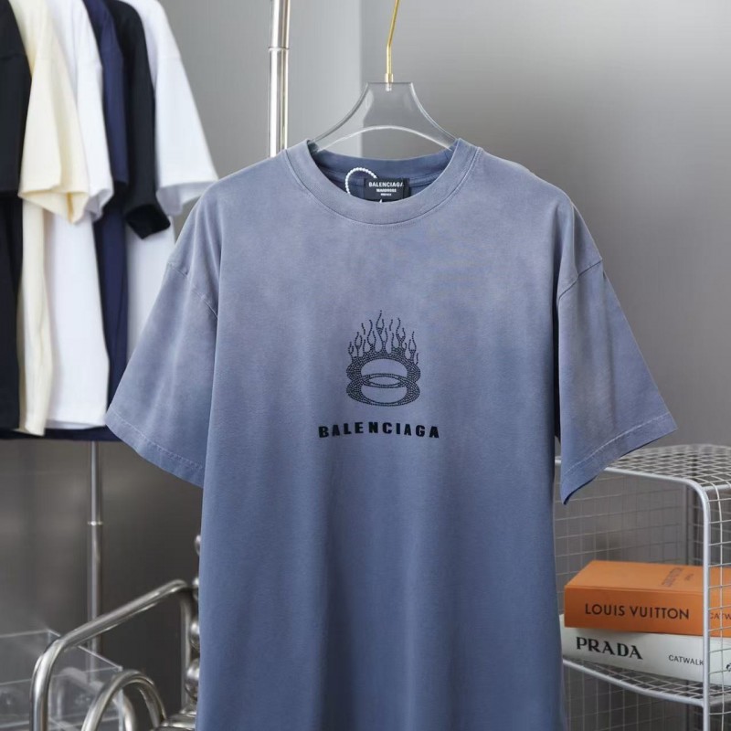 Ba*len*cia*ga SpringSummer New Flame Hot Diamond T-shirt