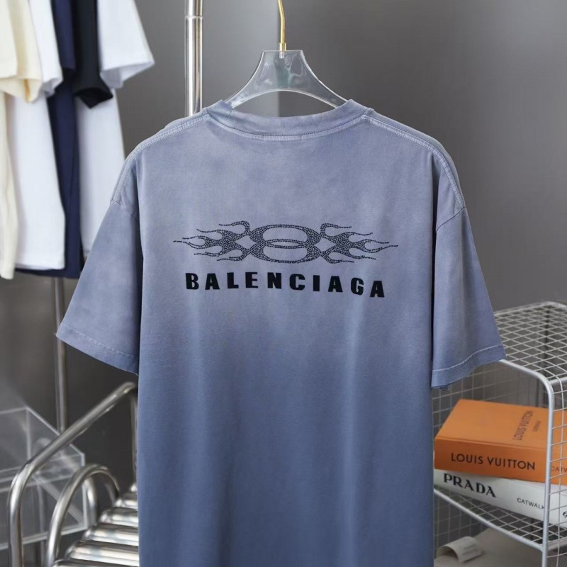 Ba*len*cia*ga SpringSummer New Flame Hot Diamond T-shirt