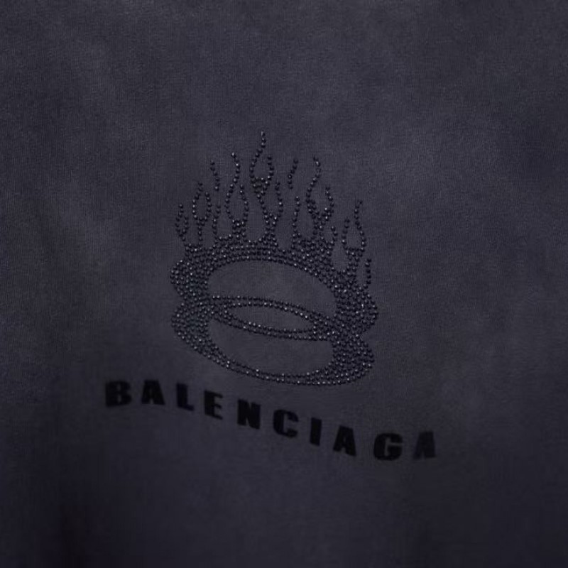 Ba*len*cia*ga SpringSummer New Flame Hot Diamond T-shirt