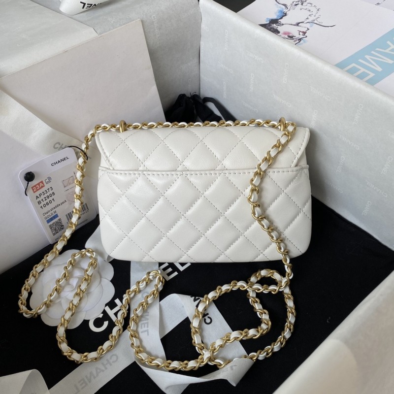 Ch*el 23A Advanced Handicraft Shop Series Black Gold Leather Chain Piercing Bag AP3373, Top Quality