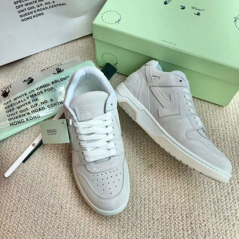 Off-White Arrow-Pattern Brushed Leather Sneakers