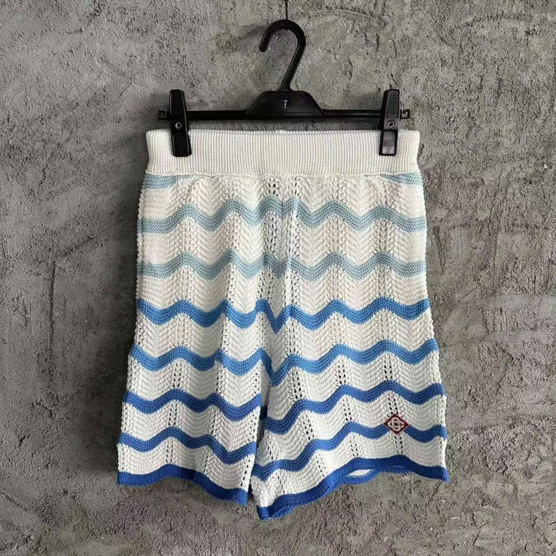 Casablanca Blue cotton high-density knitted, water ripple gradient shorts