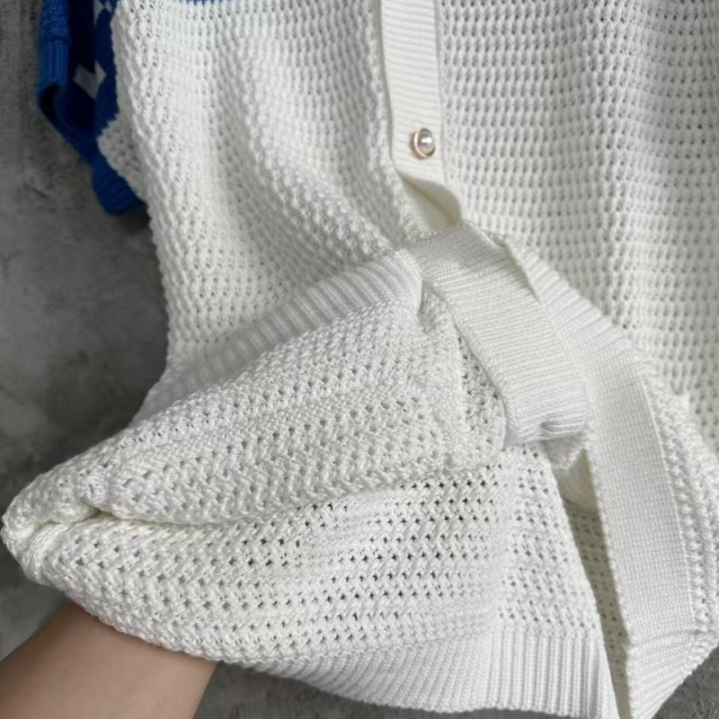 Casablanca, blue cotton high density knit, woven sweater T-shirt