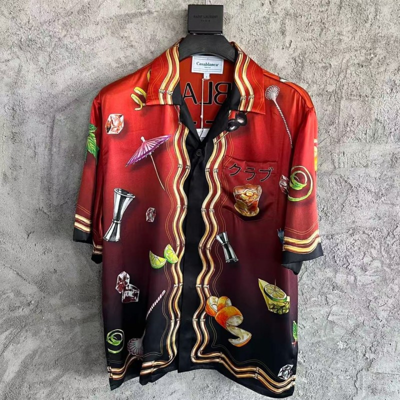 CASABLANCA SpringSummer Red Printed Silk T-Shirt