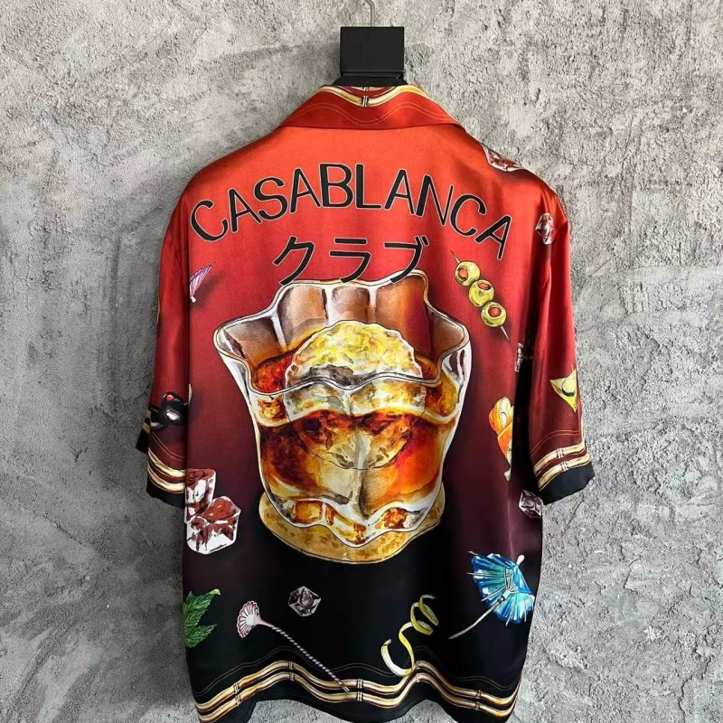 CASABLANCA SpringSummer Red Printed Silk T-Shirt