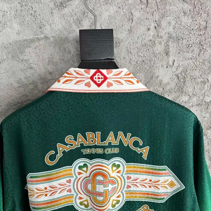 CASABLANCA Green jacquard silk T-shirt