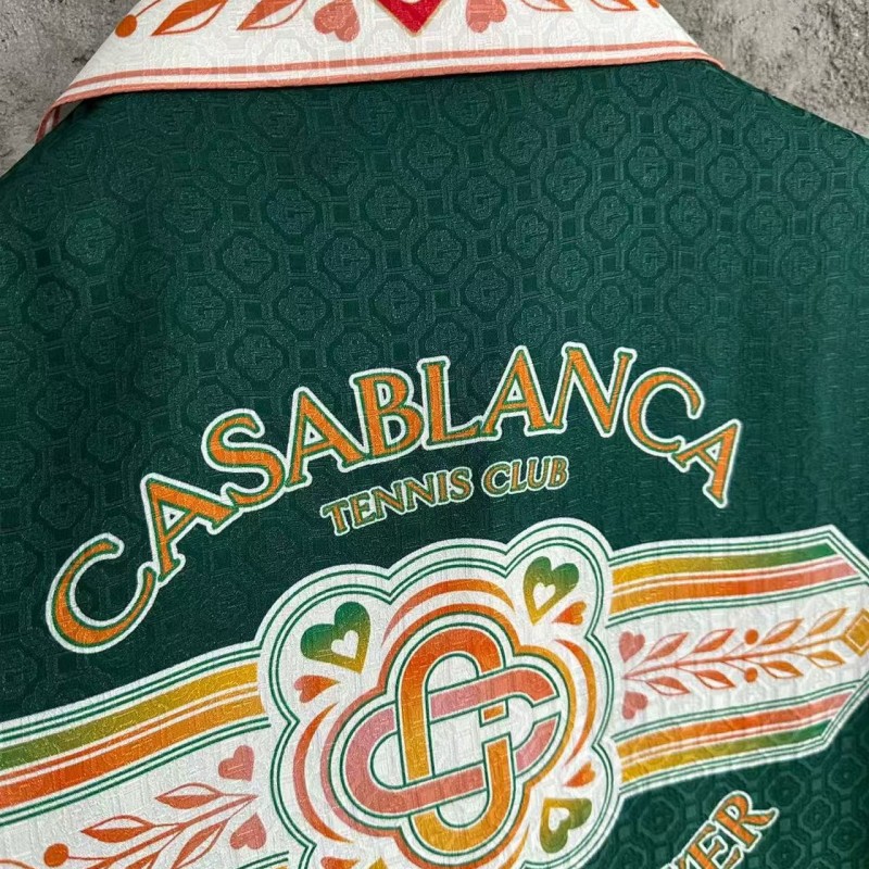 CASABLANCA Green jacquard silk T-shirt