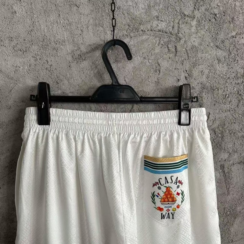 CASABLANCA White shorts in silk jacquard with orange pattern