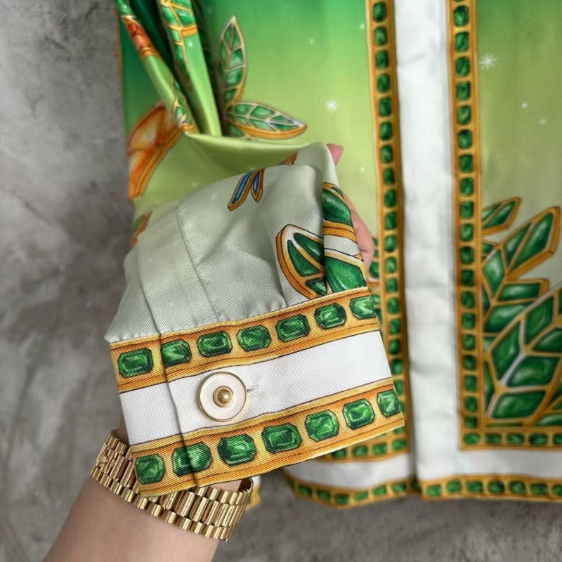 CASABLANCA Green jewel pattern silk shirt