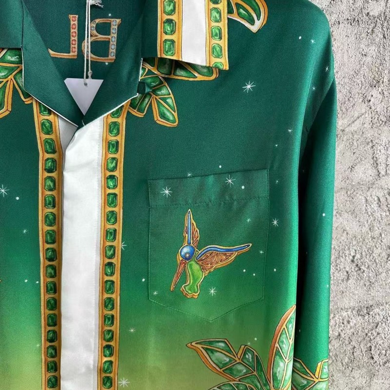 CASABLANCA Green jewel pattern silk shirt