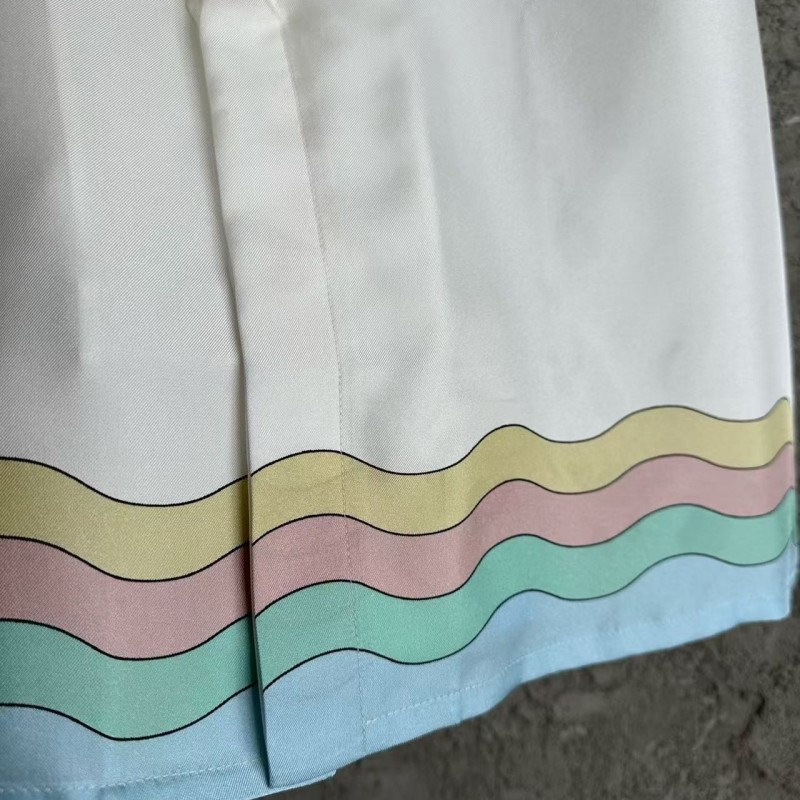 CASABLANCA White silk T-shirt with glass house pattern
