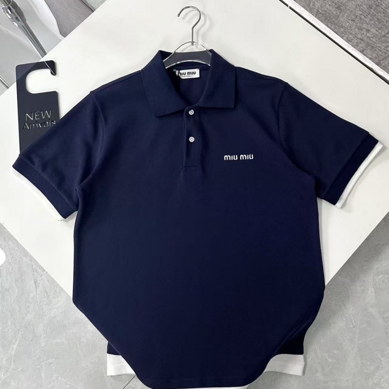 M*um*u micro logo letter contrast color polo shirt