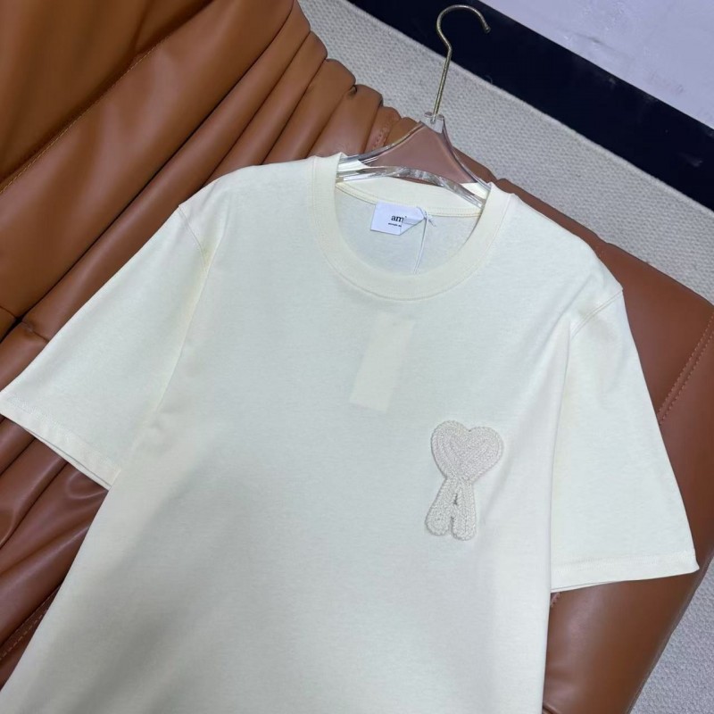 Ami heart woven short-sleeved T-shirt