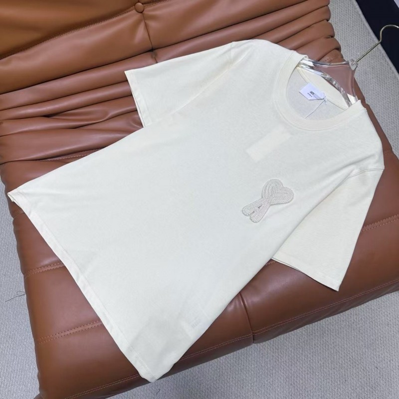 Ami heart woven short-sleeved T-shirt