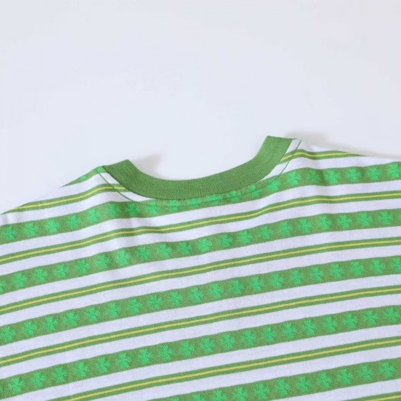 Ch**me He**ts striped logo print crew neck short sleeves