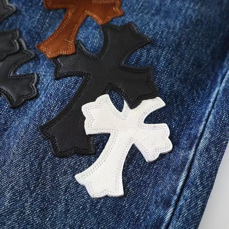 Ch**me He**ts Black White Brown Suede Cross Blue Jeans