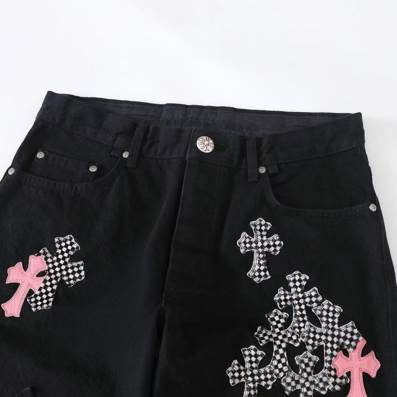 Ch**me He**ts pink cross checkerboard trousers