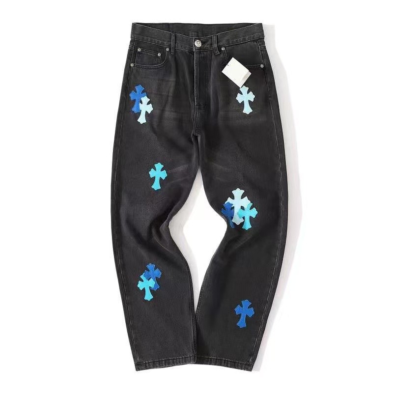 Ch**me He**ts London Limited Edition Blue Leather and Black Jeans