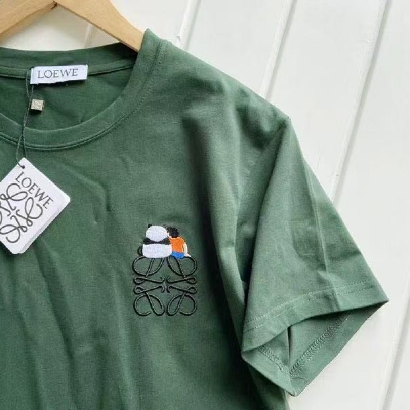 L0ew* panda embroidered short sleeves